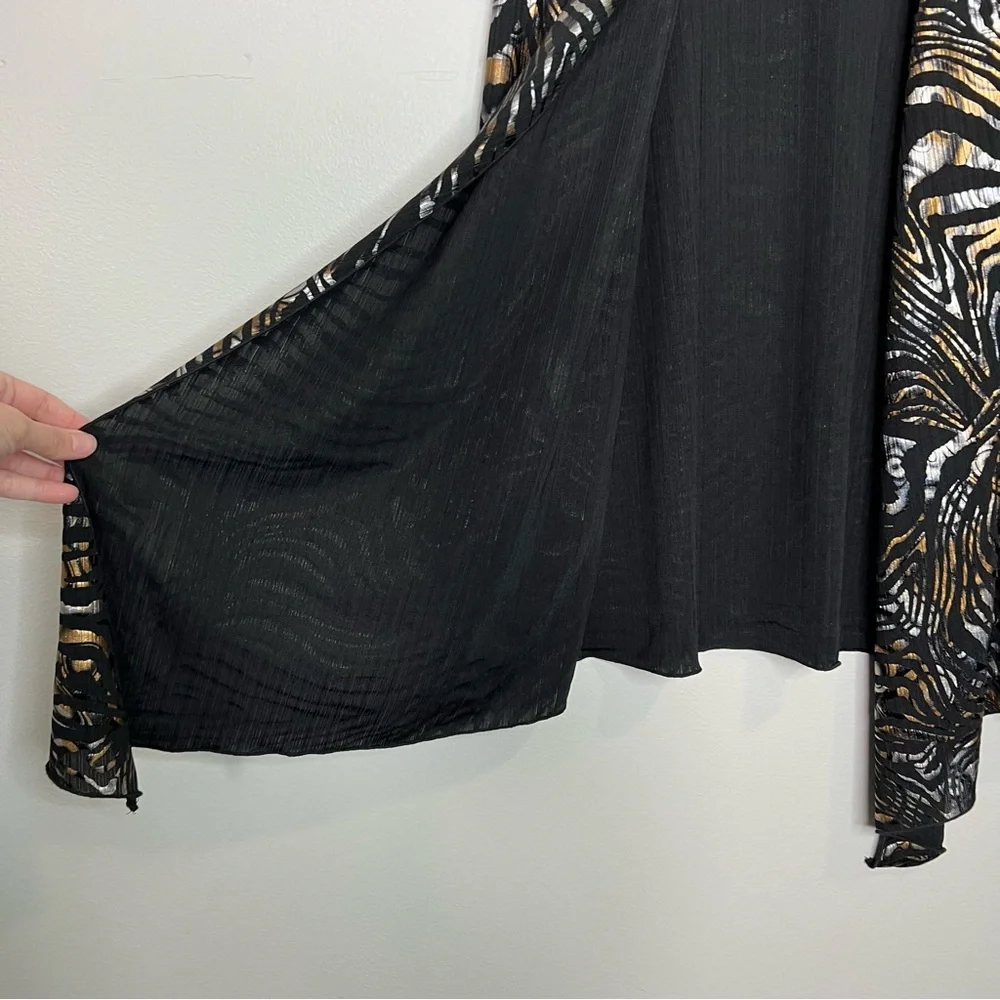 CHICO'S Glam Metallic Gold Silver and Black Open Front Cardigan Layer size 1 - Picture 8 of 10